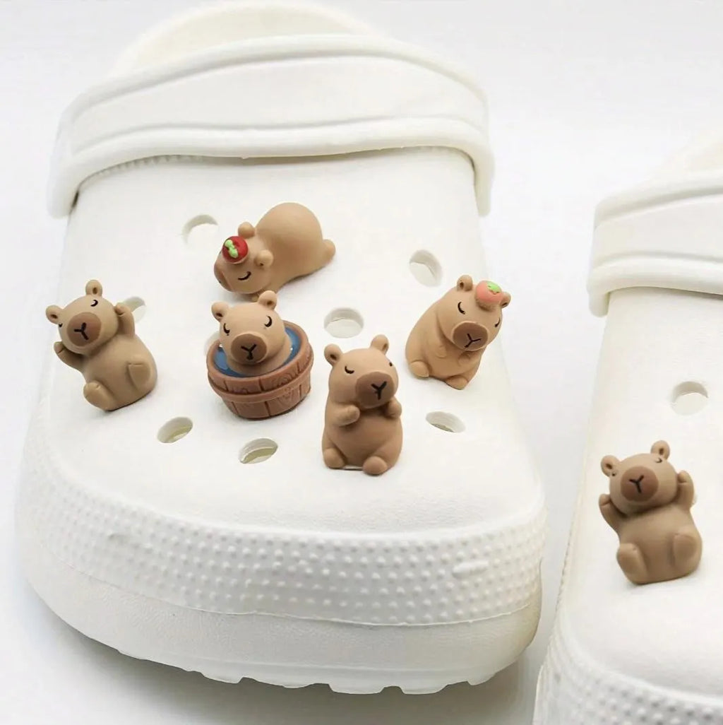 5pcs 3D Capybara Croc Shoe Charms