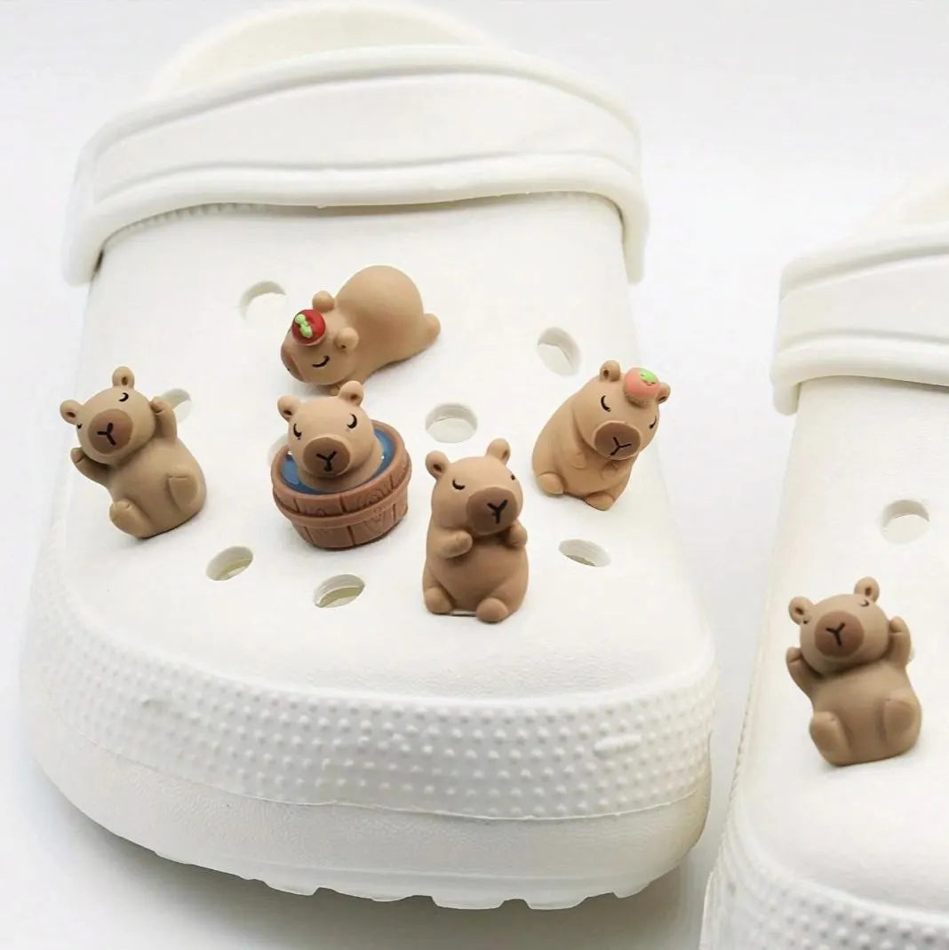 5pcs 3D Capybara Croc Shoe Charms