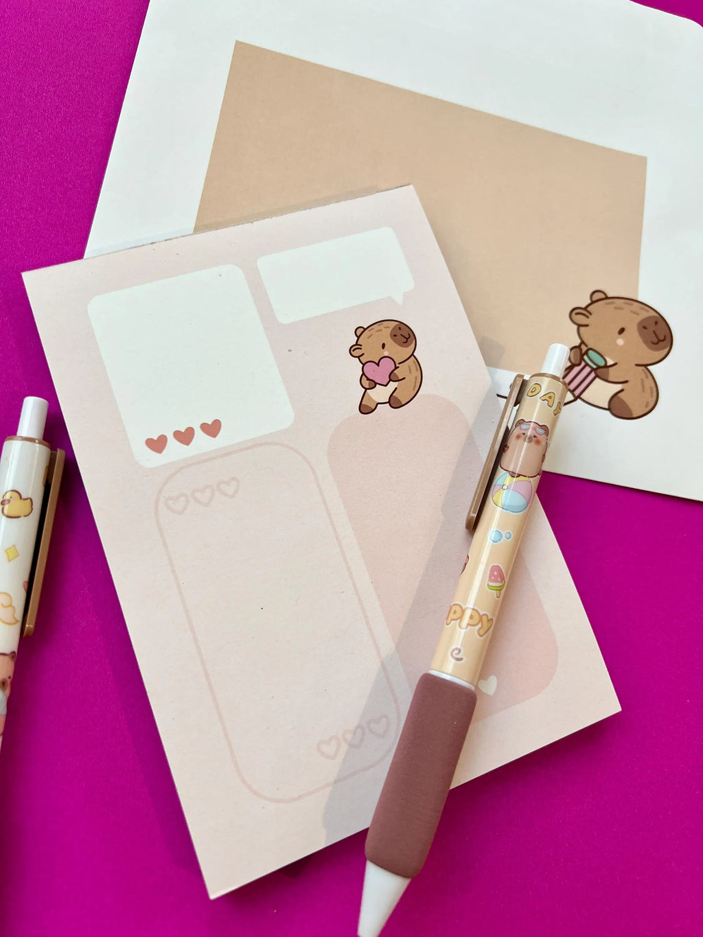 Capybara Writing Set – Cute Stationery Gift Set with Notepad, Pen & Envelopes